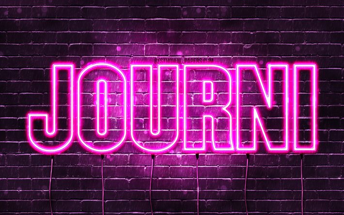 Journi, 4k, adları Journi adı ile, Bayan isimleri, Journi adı, mor neon ışıkları, Doğum g&#252;n&#252;n kutlu olsun Journi, resimli duvar kağıtları