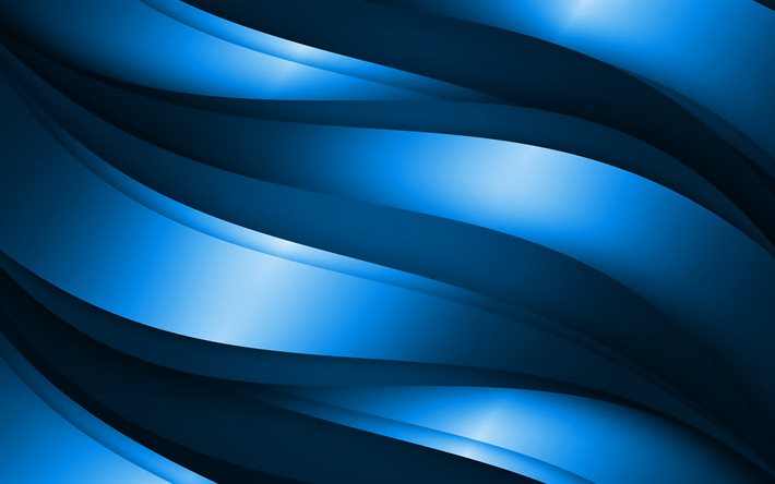 azul 3D ondas, abstracto patrones de ondas, las ondas de antecedentes, 3D ondas, azul ondulado de fondo, 3D ondas de texturas, texturas onduladas, de fondo, con olas de