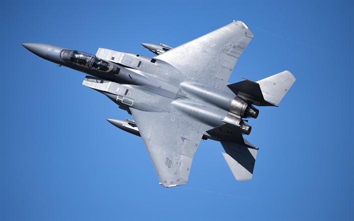 McDonnell Douglas F-15E Strike Eagle, american caza bombardero F-15, aviones militares de combate en el cielo, la Fuerza A&#233;rea de EEUU