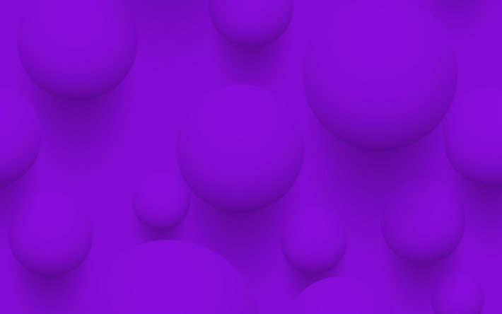 lila 3d-bollar, lila 3d-bakgrund, bollar lila bakgrund, 3d-bollar, lila bakgrund med bollar