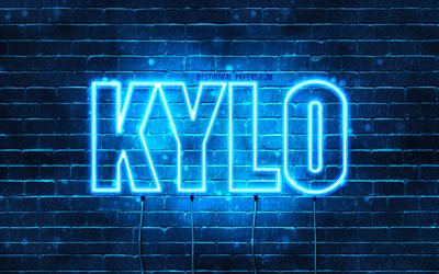 Kylo, 4k, wallpapers with names, horizontal text, Kylo name, Happy Birthday Kylo, blue neon lights, picture with Kylo name