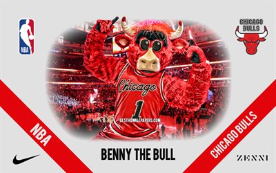 Benny the Bull, mascot, Chicago Bulls, NBA, portrait, USA, basketball, Benny, Chicago Bulls mascot, United Center, Chicago Bulls logo