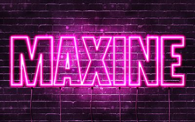 Maxine, 4k, taustakuvia nimet, naisten nimi&#228;, Maxine nimi, violetti neon valot, Hyv&#228;&#228; Syntym&#228;p&#228;iv&#228;&#228; Maxine, kuva Maxine nimi