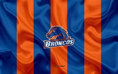 Boise State Broncos, American football team, emblem, silk flag, orange-blue silk texture, NCAA, Ohio State Buckeyes logo, Boise, Idaho, USA, American football
