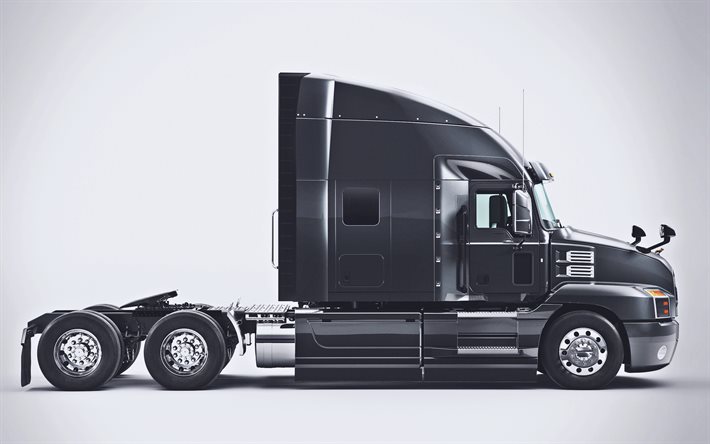 Mack Hymne, vue de c&#244;t&#233;, 2020 camions, transport de fret, 2020 Mack Hymne Stand Up simple Cabine, camion noir, LKW, Mack Trucks