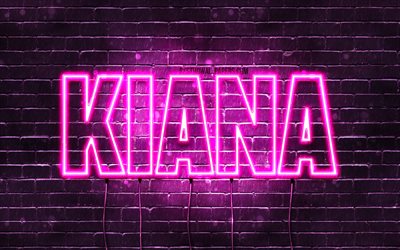 Kiana, 4k, pap&#233;is de parede com os nomes de, nomes femininos, Kiana nome, roxo luzes de neon, Feliz Anivers&#225;rio Kiana, imagem com Kiana nome