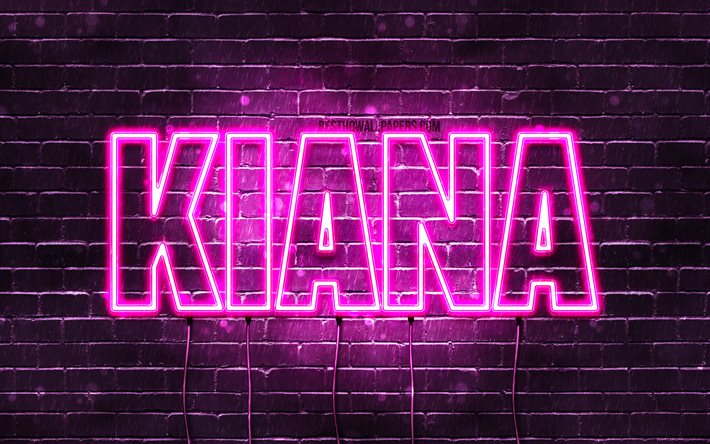 Kiana, 4k, wallpapers with names, female names, Kiana name, purple neon lights, Happy Birthday Kiana, picture with Kiana name
