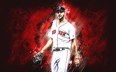 Chris Sale, Boston Red Sox, MLB, american baseball player, portrait, red stone background, baseball, Christopher Allen Sale, Major League Baseball