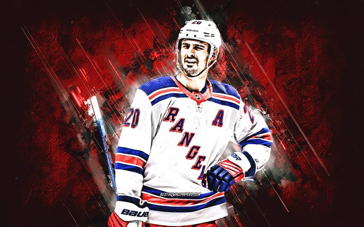 Chris Kreider, New York Rangers, NHL, Amerikansk sk&#229;despelare, r&#246;da sten bakgrund, hockey, National Hockey League, USA