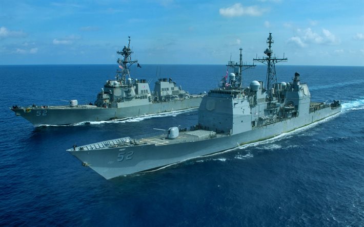 USS Bunker Hill, CG-52, USS Barry, DDG-52, US Navy, Amerikanska krigsfartyg, jagare, Usa: S Flotta, F&#246;renta Staternas V&#228;pnade Styrkor