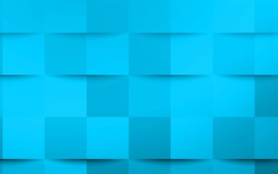 Blue 3d squares texture, Blue creative texture, Blue 3d abstraction, Blue 3d background, Blue mosaic texture