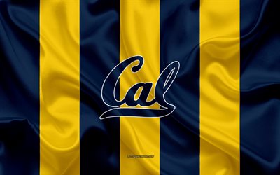 California Golden Bears, Amerikkalainen jalkapallo joukkue, tunnus, silkki lippu, sininen keltainen silkki tekstuuri, NCAA, California Golden Bears-logo, Berkeley, California, USA, Amerikkalainen jalkapallo
