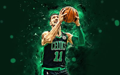 Enes Kanter, 2020, 4k, Boston Celtics, NBA, basket, verde neon, USA, Enes Kanter Boston Celtics, creativo, Enes Kanter 4K