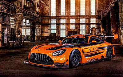 4k, Mercedes-AMG GT3, garage, 2020 bilar, bilar, 2020 Mercedes-AMG GT3, tyska bilar, Mercedes