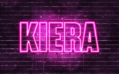 Kiera, 4k, pap&#233;is de parede com os nomes de, nomes femininos, Kiera nome, roxo luzes de neon, Feliz Anivers&#225;rio Kiera, imagem com Kiera nome