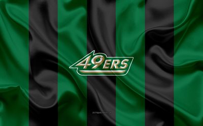 Charlotte 49ers, American football team, emblem, silk flag, green-black silk texture, NCAA, Charlotte 49ers logo, Charlotte, North Carolina, USA, American football