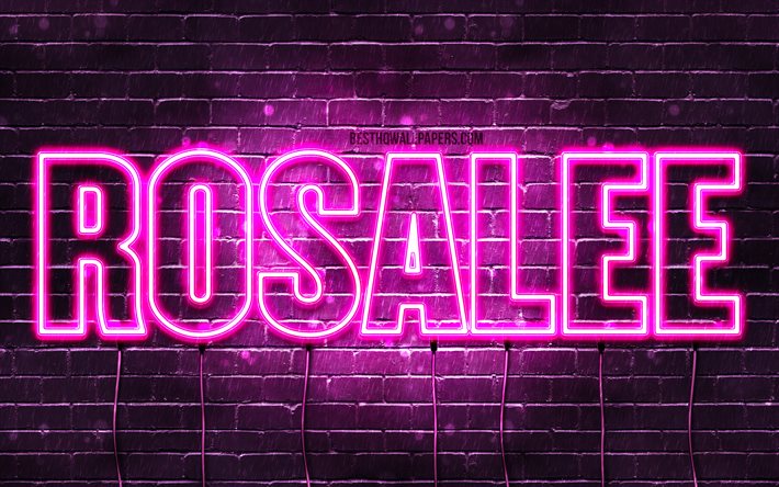 Rosalee, 4k, wallpapers with names, female names, Rosalee name, purple neon lights, Happy Birthday Rosalee, picture with Rosalee name