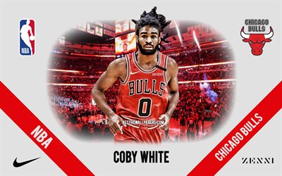 Coby Branco, Chicago Bulls, - Jogador De Basquete Americano, NBA, retrato, EUA, basquete, United Center, Chicago Bulls logotipo