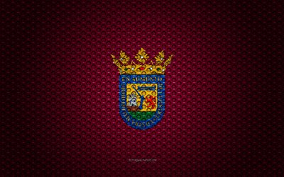 flagge von alava, 4k -, kunst -, metall textur, alava fahne, national, symbol, provinzen von spanien, alava, spanien, europa