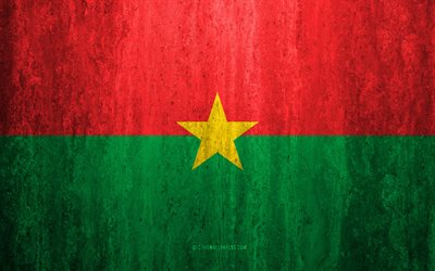 Lippu, Burkina Faso, 4k, kivi tausta, grunge lippu, Afrikka, Burkina Fason lippu, grunge art, kansalliset symbolit, kivi rakenne