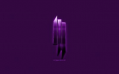 Skrillex logo, violette logo en m&#233;tal, violet maille en m&#233;tal, art cr&#233;atif, Skrillex, embl&#232;me, marques