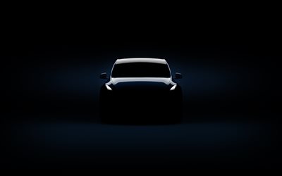 تسلا نموذج Y, 4k, الظلام, 2019 السيارات, السيارات الكهربائية, منظر أمامي, 2019 تسلا نموذج Y, السيارات الأمريكية, تسلا