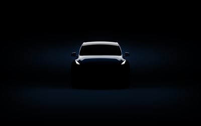 Tesla Model Y, 4k, il buio, 2019 auto, elettrico, auto, vista frontale, 2019 Tesla Model Y, auto americane, Tesla