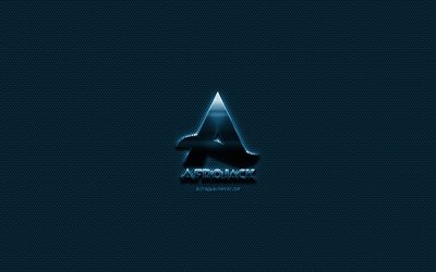 afrojack-logo, blauem metall-logo, blau-metallic mesh, kreative kunst, afrojack, wappen, marken