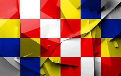 4k, 旗のアントワープ, 幾何学的な美術, 州ベルギー, アントワープフラグ, 創造, イタリア州, アントワープ州, 行政区, アントワープの3Dフラグ, ベルギー