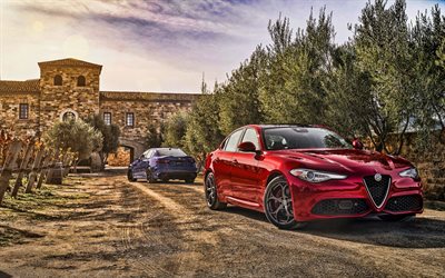Alfa Romeo Giulia, HDR, 2019 bilar, italienska bilar, slottet, Alfa Romeo 952, 2019 Alfa Romeo Giulia, tuning, Alfa Romeo