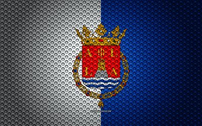 Lipun Alicante, 4k, creative art, metalli mesh rakenne, Alicante lippu, kansallinen symboli, maakunnissa Espanja, Alicante, Espanja, Euroopassa