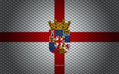 flagge von almeria, 4k -, kunst -, metall textur, almeria, fahne, national, symbol, provinzen von spanien, spanien, europa