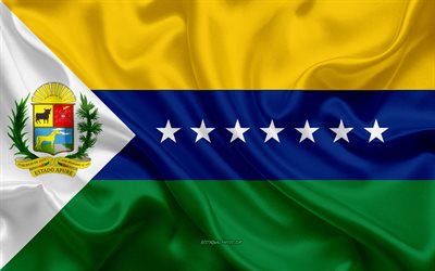 Bandeira do Estado Apure, 4k, seda bandeira, Estado Venezuelano, Apure Estado, textura de seda, Venezuela, Apure bandeira do Estado, estados da Venezuela