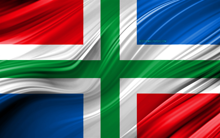 4k, Groningen bayrağı, Hollanda iller, 3D dalgalar, Groningen Bayrağı, Hollanda İller, İstanbul, il&#231;elere, Groningen 3D bayrak, sanat, Avrupa, Hollanda