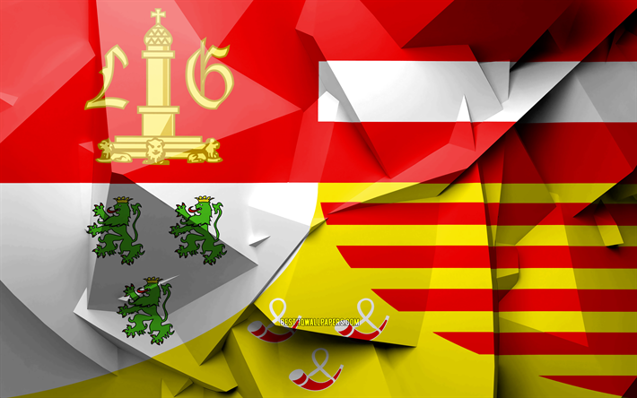4k, Flag of Liege, geometric art, Provinces of Belgium, Liege flag, creative, italian provinces, Liege Province, administrative districts, Liege 3D flag, Belgium
