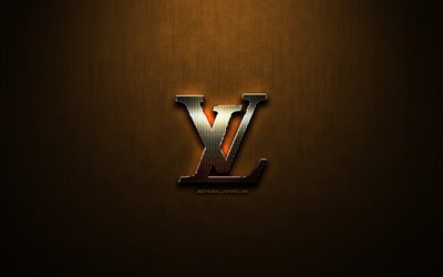 Louis Vuitton glitter logo, creative, internet browser, bronze metal background, Louis Vuitton logo, brands, Louis Vuitton