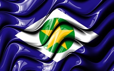 Mato Grossoフラグ, 4k, 国のブラジル, 行政区, 旗のMato Grosso, 3Dアート, Mato Grosso, ブラジル国, Mato Grosso3Dフラグ, ブラジル, 南米