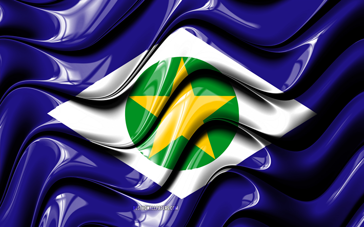 Mato Grosso flagga, 4k, Staterna i Brasilien, administrativa distrikt, Flaggan i Mato Grosso, 3D-konst, Mato Grosso, brasilianska staterna, Mato Grosso 3D-flagga, Brasilien, Sydamerika
