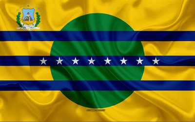 علم ولاية بوليفار, 4k, الحرير العلم, الدولة الفنزويلية, ولاية بوليفار, نسيج الحرير, فنزويلا, بوليفار علم الدولة, الدول فنزويلا