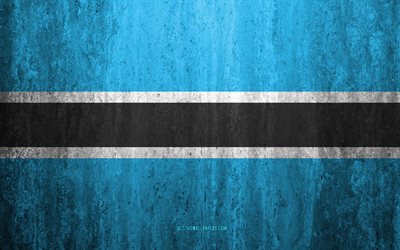Flag of Botswana, 4k, stone background, grunge flag, Africa, Botswana flag, grunge art, national symbols, Botswana, stone texture