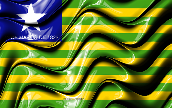 piaui-flag, 4k-staaten (brasilien, landkreise, flagge von piaui, 3d-kunst, piaui, brasilianischen staaten piaui 3d-flagge, brasilien, südamerika