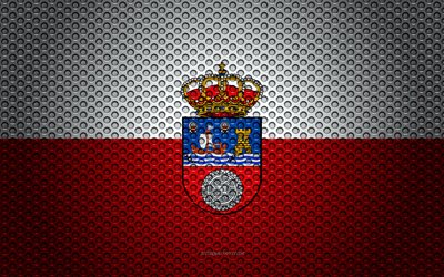 Drapeau de la Cantabrie, 4k, art cr&#233;atif, de maille en m&#233;tal de la texture, de la Cantabrie, drapeau, symbole national, les provinces de l&#39;Espagne, Cantabrie, Espagne, Europe