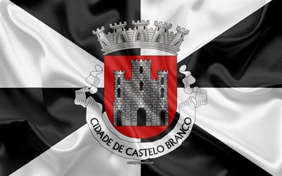 Flag of Castelo Branco District, 4k, silk flag, silk texture, Castelo Branco District, Portugal, Castelo Branco District flag, region of Portugal