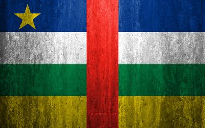 Bandiera della Repubblica centrafricana, 4k, pietra, sfondo, grunge, bandiera, Africa, Centrale, Africano, Repubblica, arte, simboli nazionali, pietra texture