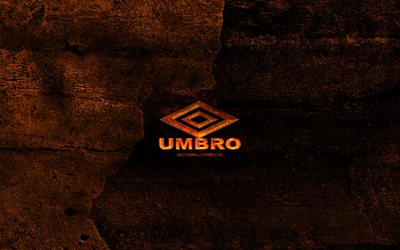 Umbro fiery logo, orange stone background, Umbro, creative, Umbro logo, brands