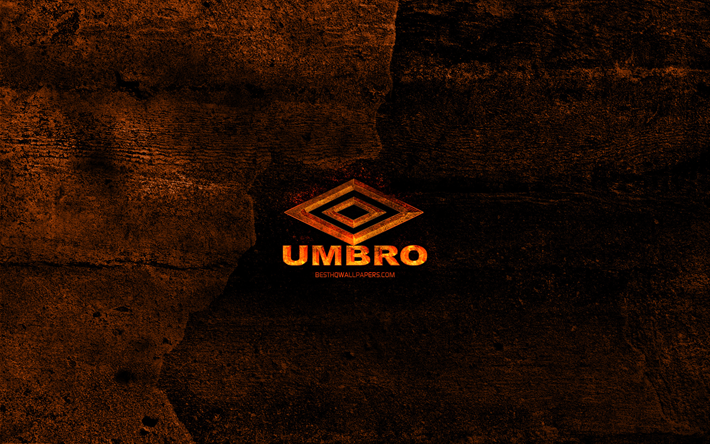 Umbro tulinen logo, oranssi kivi tausta, Umbro, luova, Umbro-logo, merkkej&#228;