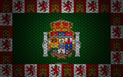 Bandeira de C&#225;diz, 4k, arte criativa, a malha de metal textura, C&#225;diz bandeira, s&#237;mbolo nacional, prov&#237;ncias da Espanha, C&#225;diz, Espanha, Europa