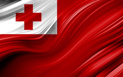 &quot;4k, Tonga drapeau, pays d&#39;Oc&#233;anie, la 3D, les vagues, le Drapeau des Tonga, des symboles nationaux, Tonga 3D drapeau, de l&#39;art, de l&#39;Oc&#233;anie, les &#238;les Tonga