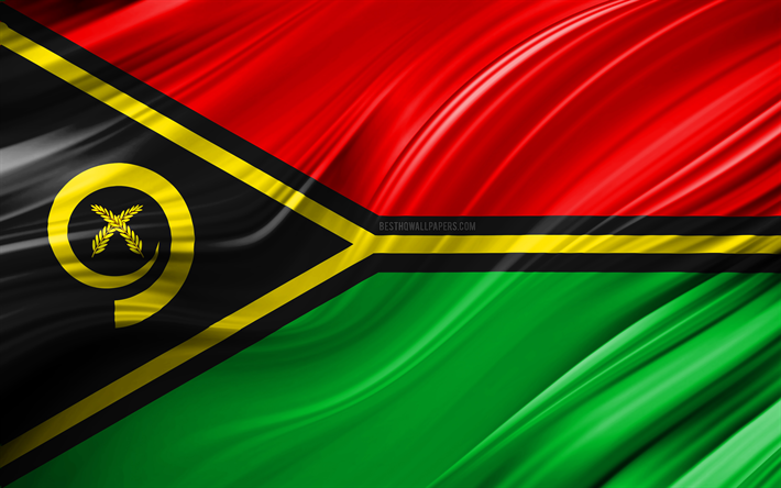 4k, Vanuatu drapeau, pays d&#39;Oc&#233;anie, 3D ondes, Pavillon de Vanuatu, les symboles nationaux, Vanuatu 3D drapeau, de l&#39;art, de l&#39;Oc&#233;anie, Vanuatu