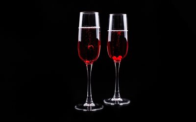 wine glasses on a black background, red wine, wine glasses, wine concepts